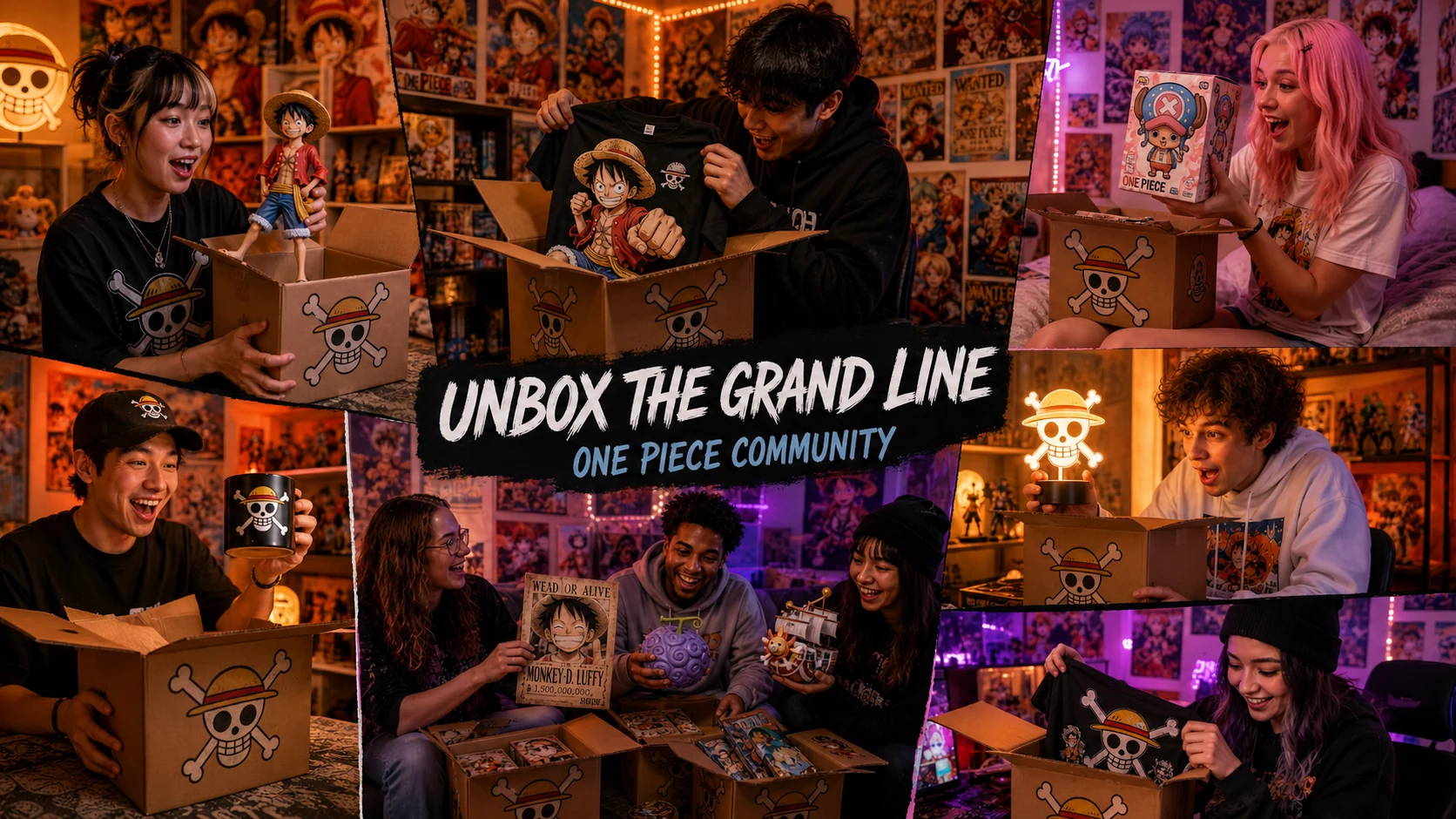 One Piece community of fans unboxing their mystery boxes